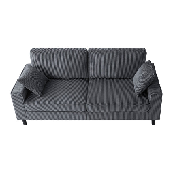 English Elm 81.8"corduroy Ribbed Upholstered 2-seater Sofa with Iron Wood Frame for Living Room Gray W5515P488194