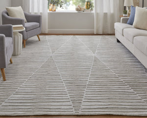 Feizy Rugs Elias Handwoven Geometric Area Rug – Modern Elegance In Gray, Blue, And Ivory For Timeless Decor Ivory,Tan Viscose,Wool Els69fvfivygryp00