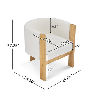 English Elm Christopher Knight Home® - Upholstered Natural Rubber Wood Dining Chairs Set of 2 with White Boucle, Modern Armchairs, 225lbCapacity N779P341538W