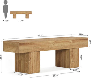 English Elm Modern Farmhouse Wood Grain Bench Versatile Seating for Entryway Bedroom or Dining T3971P447337
