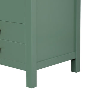 English Elm 24'' Green Bathroom Vanity with Ceramic Sink Combo — Modern Freestanding MDF & Solid Wood Storage, Soft-Close Doors, Silver Handles N710P228364F