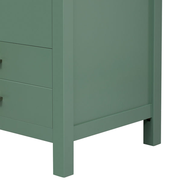 English Elm 24'' Green Bathroom Vanity with Ceramic Sink Combo — Modern Freestanding MDF & Solid Wood Storage, Soft-Close Doors, Silver Handles N710P228364F