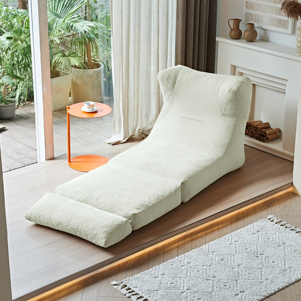 English Elm Cloud Corduroy Sleeper Chair Foldable High Density Foam Seat for Small Space Living Beige W1765P448558