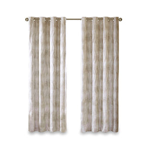 English Elm Printed Jacquard Grommet Top Total Blackout Curtain Panel Ivory 50x108 Stylish Thermal Noise-Blocking Privacy Drapes B03599810