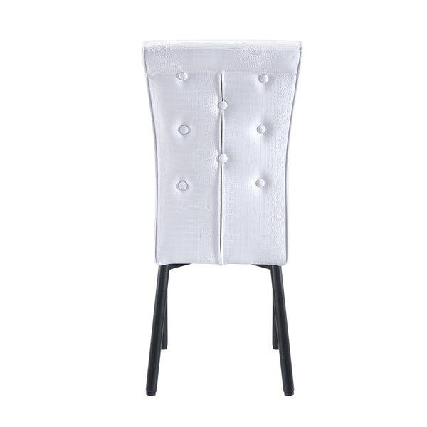 English Elm A Set of 2 Crystal Button Faux Leather Dining Chairs with Embossed Croc Texture White+Black W3226P344024