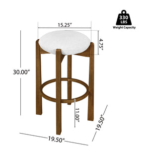 English Elm Christopher Knight Home® - Tara Indoor Wooden Upholstered Barstools Set Of 2 – Elegant Walnut & Ivory Comfort For Any Space N775P333863D