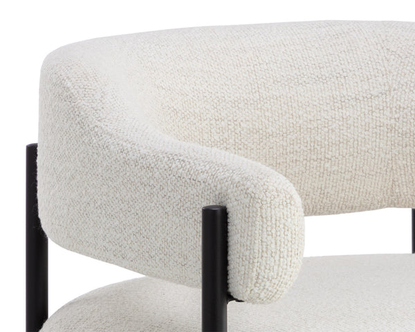 Sunpan Lola Lounge Chair - Contemporary Comfort with Elegant Curves and Matte Black Iron Frame Design Merino Pearl