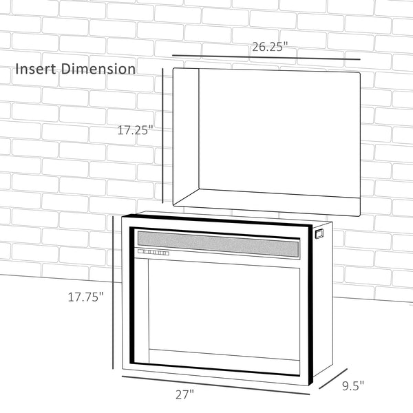 English Elm Retro Recessed Electric Fireplace Insert with Log Ember Glow and Remote Control T3971P416198