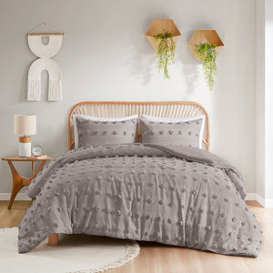 English Elm Twin/Twin Lucy Clip Jacquard Comforter Set with Pom Pom Texture, Hypoallergenic, OEKO-TEX, Antimicrobial Finish B035P148304