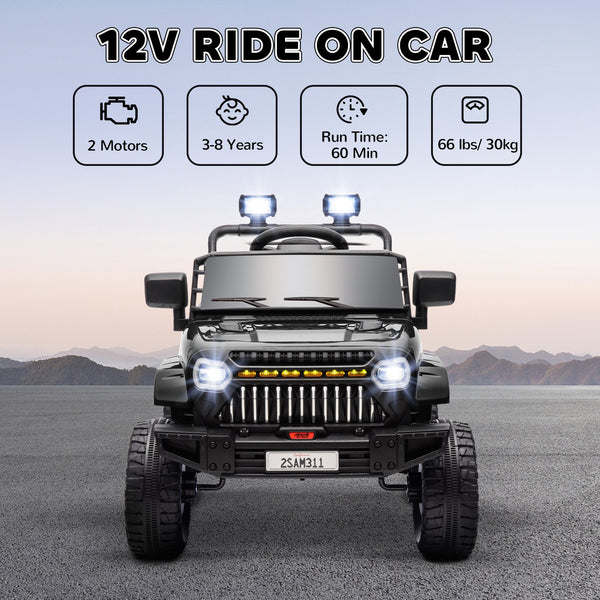 English Elm Qaba 12v Battery Powered Kids Ride on Utv with Spring Suspension and Remote Black W2225P249877