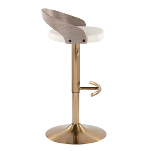 English Elm Adjustable Swivel Barstools Set of Two with Chrome Base Mid-century Kitchen Counter Seating B202S01971