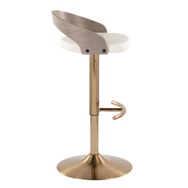 English Elm Adjustable Swivel Barstools Set of Two with Chrome Base Mid-century Kitchen Counter Seating B202S01971