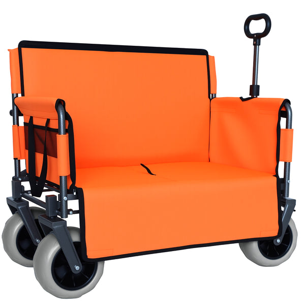 English Elm 3-in-1 Folding Utility Wagon Converts to Bench Seat with All-terrain Balloon Tires Orange W2932P312719