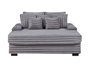 English Elm Melodia Oversized Corduroy Chaise Lounge with Usb Charging and Cupholders for Media Rooms Gray B2749S00271