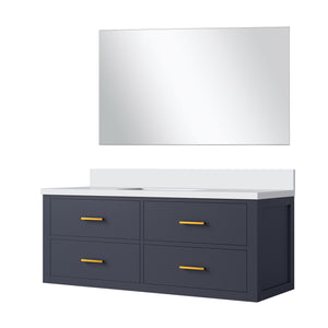 English Elm Blue Single Bath Vanity Set With White Quartz Countertop & Frameless Mirror - Stylish Storage Solution! B2731S01444