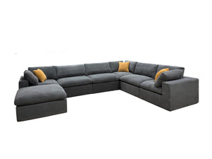 English Elm Coffee Bean Textured Modular Sectional Sofa Low Profile Contemporary Living Room Light Gray B2748S00070