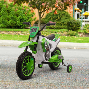 English Elm Aosom 12v Ride-on Dirt Bike for Kids with Training Wheels and Throttle Control W2225P200564