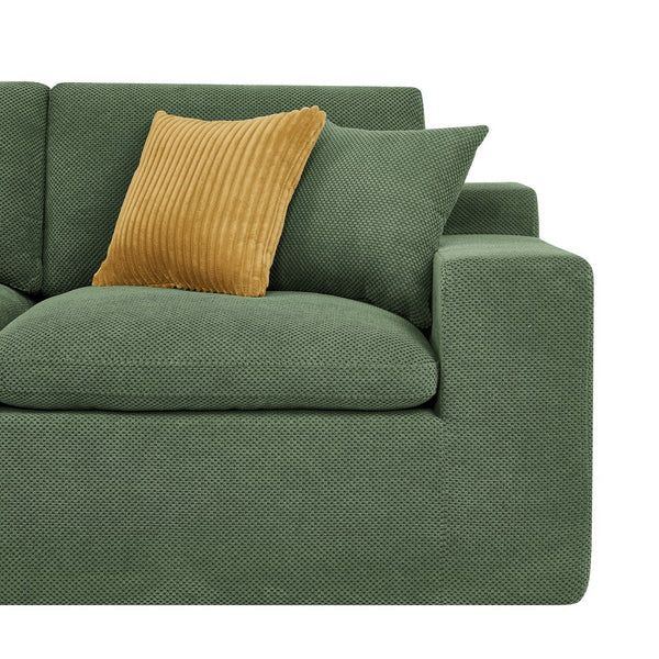 English Elm Coffee-bean Curved Upholstered Sectional with Self-expanding Setup for Large Living Rooms Dark Green B2748S00130