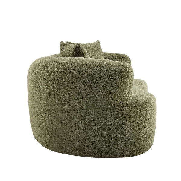 English Elm 66.93 Inch Curved Teddy Velvet Loveseat Sculptural Compact Sofa for Apartments Green W3612P406627