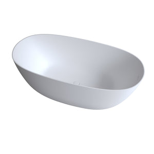 English Elm 65'' Resin Stone Freestanding Soaking Tub Ergonomic Matte White Spa Bath W2753P340262