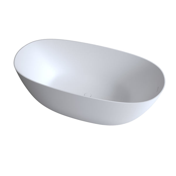 English Elm 65'' Resin Stone Freestanding Soaking Tub Ergonomic Matte White Spa Bath W2753P340262