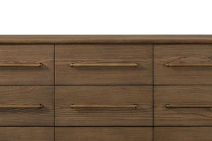 English Elm 9-Drawer Solid Wood Dresser in Latte Brown with Felt & Cedar Lined Drawers, Ball Bearing Guides B2699P346313