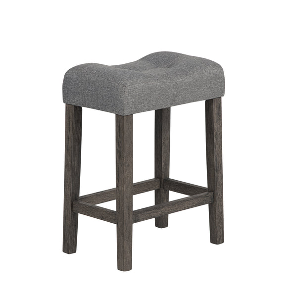 English Elm 4 Piece Bar Table Set with Power USB Type-C Outlet, Dark Gray Rustic Wood Grain Top, 3 Padded Stools for Living Room Dining Comfortable Seating and Durable Rubberwood Legs W1998P193827