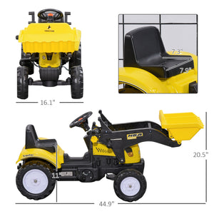 English Elm Aosom Kids Pedal Excavator Ride on Toy with Working Front Loader Digger for Toddlers W2225P217066