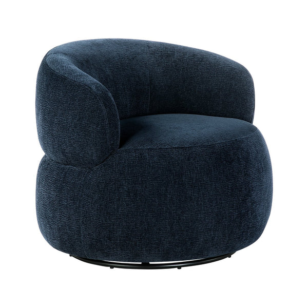 English Elm Modern Barrel Swivel Accent Chair Chenille Upholstery Plush Foam Seat Living Room Blue B011P474248