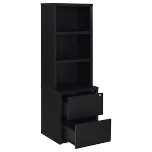 English Elm Geary Twin Bookcase Headboard Set with Nightstands Usb Charging Matte Finish Black B062S01695