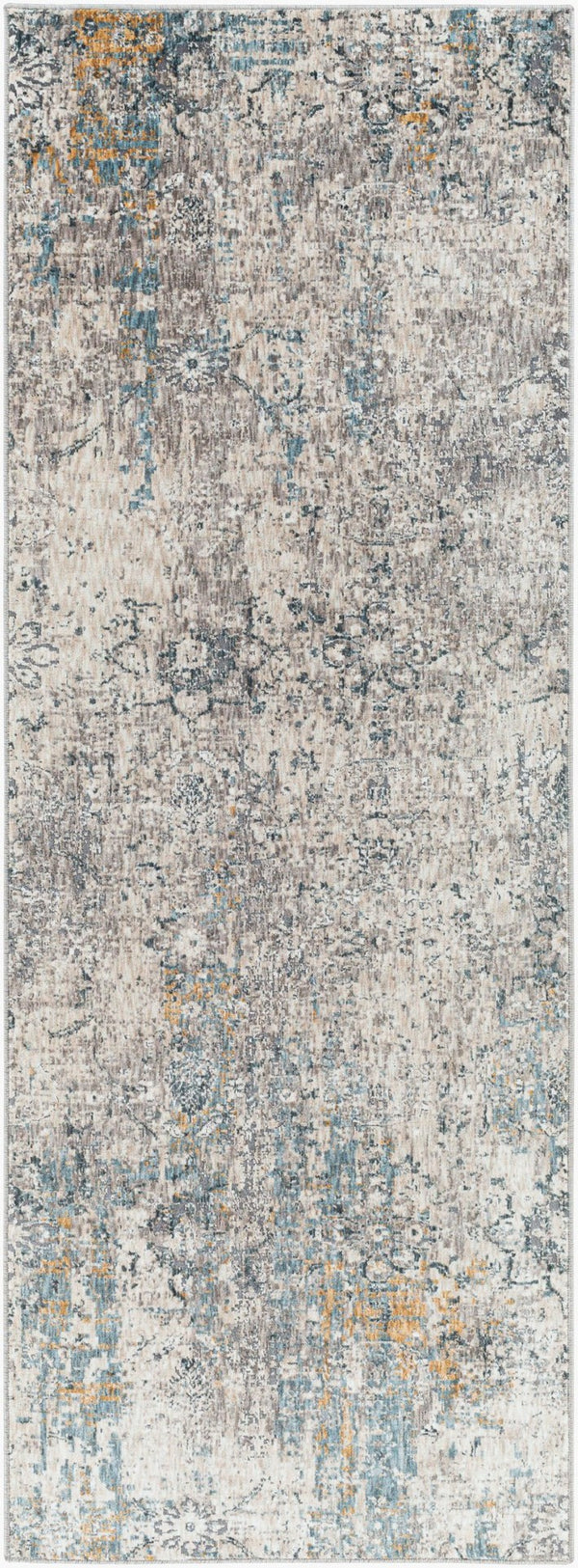 Livabliss Cardiff Machine Woven Polyester Area Rug with High Low Pile Texture for Living Rooms Light Gray, Cha 2'8" x 7'3" CDF2300-2773