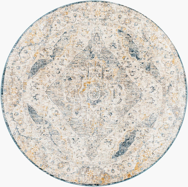 Livabliss Cardiff Medallion Area Rug Turkey Woven Polyester Medium Pile Living Dining Room Medium Gray, Mu 5'3" x 5'3" CDF2303-53RD