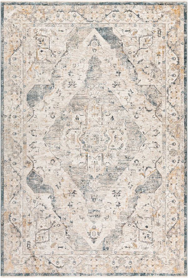 Livabliss Cardiff Medallion Area Rug Turkey Woven Polyester Medium Pile Living Dining Room Medium Gray, Mu 6'7" x 9'6" CDF2303-6796