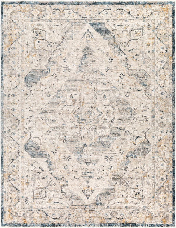 Livabliss Cardiff Medallion Area Rug Turkey Woven Polyester Medium Pile Living Dining Room Medium Gray, Mu 7'10" x 10'2" CDF2303-710103
