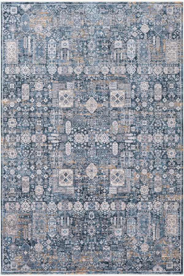 Livabliss Cardiff Traditional Fringe Area Rug Turkey Woven Polyester for Dining Living Rooms Blue, Deep Teal 6'7" x 9'6" CDF2309-6796