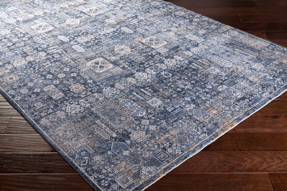 Livabliss Cardiff Traditional Fringe Area Rug Turkey Woven Polyester for Dining Living Rooms Blue, Deep Teal 7'10" x 7'10" CDF2309-710RD