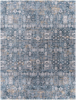 Livabliss Cardiff Traditional Fringe Area Rug Turkey Woven Polyester for Dining Living Rooms Blue, Deep Teal 7'10" x 10'2" CDF2309-710103