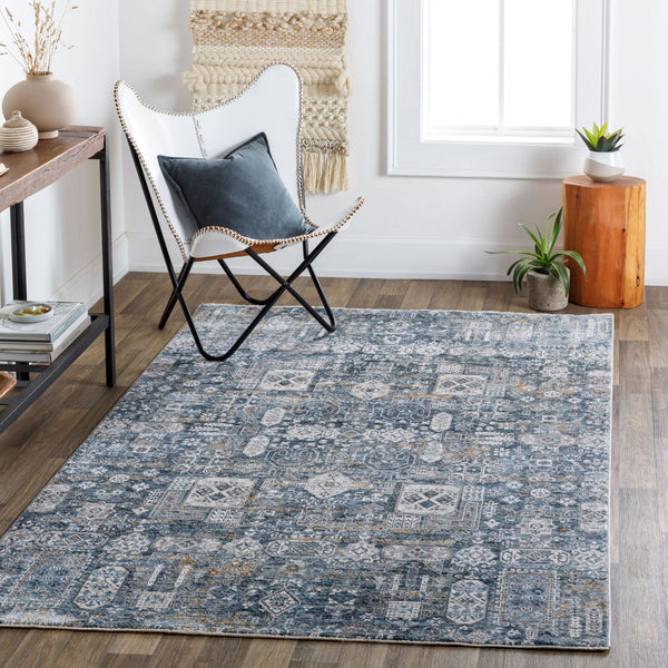 Livabliss Cardiff Traditional Fringe Area Rug Turkey Woven Polyester for Dining Living Rooms Blue, Deep Teal 2'7" x 3'11" CDF2309-274