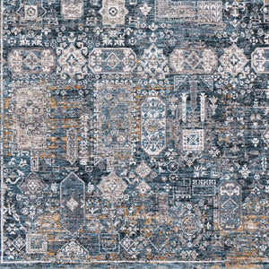 Livabliss Cardiff Traditional Fringe Area Rug Turkey Woven Polyester for Dining Living Rooms Blue, Deep Teal 2'7" x 3'11" CDF2309-274