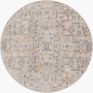 Livabliss Cardiff Medallion Area Rug Turkish Woven Polyester with Fringe for Large Living Rooms Charcoal, Light 7'10" x 7'10" CDF2310-710RD