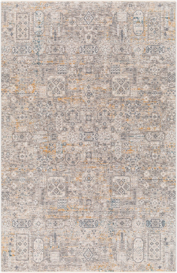 Livabliss Cardiff Medallion Area Rug Turkish Woven Polyester with Fringe for Large Living Rooms Charcoal, Light 9' x 12'2" CDF2310-9122