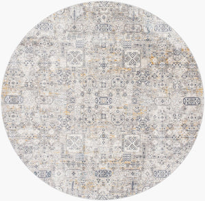 Livabliss Cardiff Medallion Area Rug Turkish Woven Polyester with Fringe for Large Living Rooms Charcoal, Light 6'7" x 6'7" CDF2310-67RD