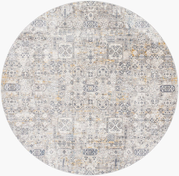 Livabliss Cardiff Medallion Area Rug Turkish Woven Polyester with Fringe for Large Living Rooms Charcoal, Light 6'7" x 6'7" CDF2310-67RD