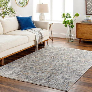 Livabliss Cardiff Medallion Area Rug Turkish Woven Polyester with Fringe for Large Living Rooms Charcoal, Light 6'7" x 6'7" CDF2310-67RD