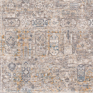 Livabliss Cardiff Medallion Area Rug Turkish Woven Polyester with Fringe for Large Living Rooms Charcoal, Light 6'7" x 6'7" CDF2310-67RD