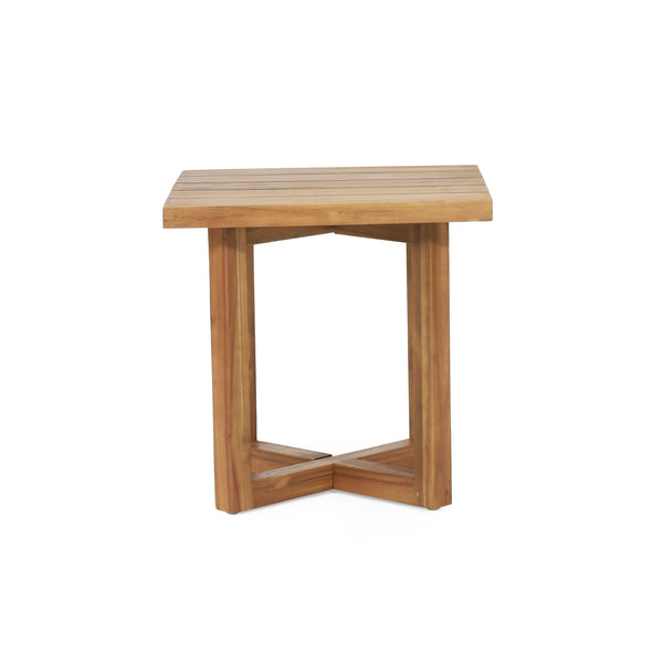English Elm Set of 3 Solid Acacia Outdoor Lounge Chairs with Cushions and Slatted Side Table N769P303159A_2_74312.00