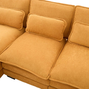 English Elm United U-Shaped Cloud Couch - 110" Chenille Sectional Sofa With Memory Foam & Double Chaise Comfort W1568S00213-GIGA