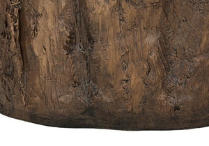 English Elm Accent Tree Stump Round Side Table Walnut Finish Organic Sculptural Indoor Outdoor Use B2710P461668