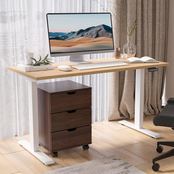 English Elm 3-drawer Rolling Wood File Cabinet with Locking Casters for Home Office Under Desk Brown T3623P434241
