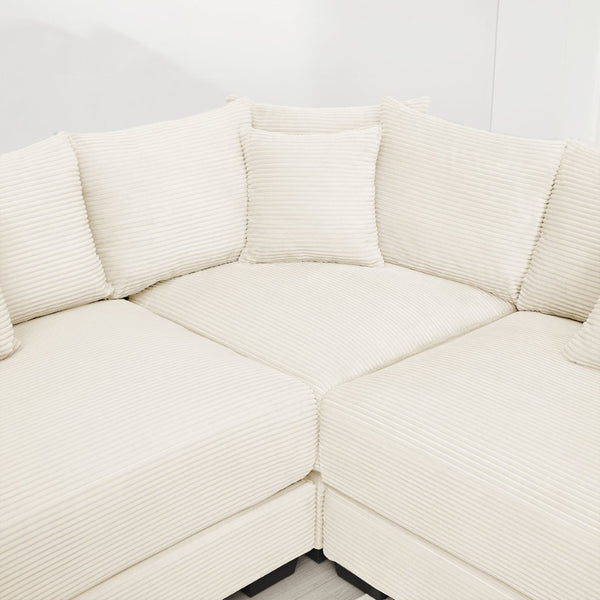 English Elm Oversized Cloud Modular Sectional Couch - Luxurious Convertible With Ottoman, Ergonomic Design & Easy Setup W714S01298-GIGA